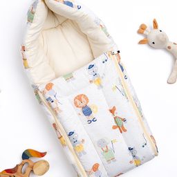 Haus & kinder Cotton Carrier Nest Cum Sleeping Bag Jungle Party - White-image-11