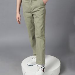 One Friday 100% Cotton Solid Pant - Green-image-62