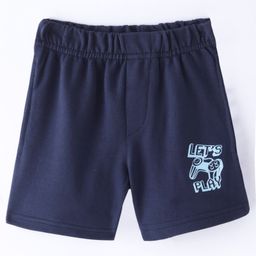 Evimo Single Jersey Above Knee Length Shorts Text Print - Navy Blue-image-1