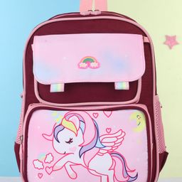 Polo Class Unicorn Fancy School Bag Pink & Maroon - 14 Inches-72