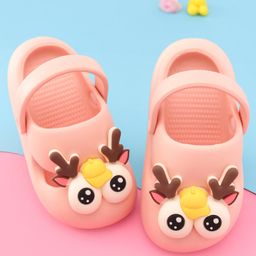 Oh! Pair Slip On Clogs with Deer Applique & Back Strap - Pink-picture-1