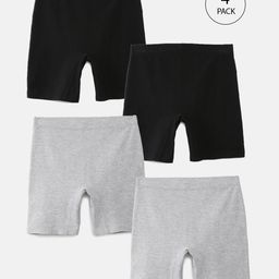 Mackly Pack Of 4 Cotton Elastane Solid Inner Shorts - Black & Grey-image-97