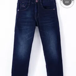 Ruff Denim Woven Washed Full Length Solid Color Jeans - Navy Blue-picture-16