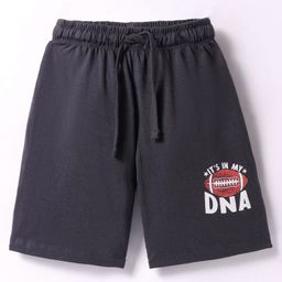 CUCUMBER Sinker Knit Above Knee Length Shorts with Text Print - Black-image-41
