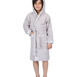 Rangoli Bamboo Full Sleeves Floral Printed Ultra Soft Bath Robe With Attached Adjustable Belt - Light Grey-image-82