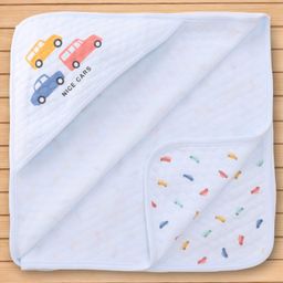 Pink Rabbit Knit Hooded Towel with Car Print L 81 x B 81 cm - Light Blue-image-98