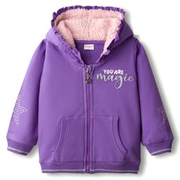 Babyhug Cotton Knit Full Sleeves Hooded Sweatjacket With HD Text Print & Kangaroo Pockets - Purple-picture-6