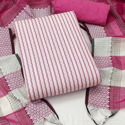 HERE&NOW Geometric Thread Embellished Unstitched Dress Material-image-34