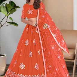 F Plus Fashion Net Semi-Stitched Lehenga Choli-picture-2