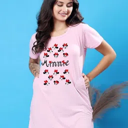 SWIFTLY Women Minnie Mouse Bio Finish Graphic Printed Round Neck Cotton T-shirt-image-13