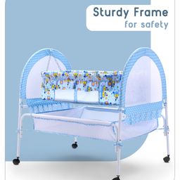 Babyhug Dream Time Cradle With Mosquito Net & Storage - Blue image 5