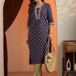 Libas Women Floral Printed Mirror Work Kurta-picture-8