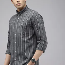 Arrow Manhattan Slim Fit Striped Button-Down Collar Pure Cotton Casual Shirt-image-54