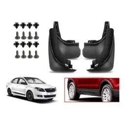 Auto Pearl Front and Rear Mud Guard For Skoda Rapid 1.5 TDI AT Style Diesel 2017 (Black) Set of 4 Pcs-3