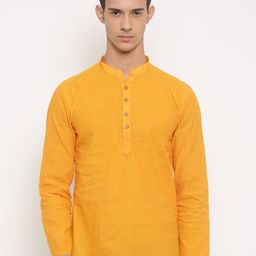 RG DESIGNERS Men Yellow Solid Short Kurta-picture-48