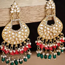 Anouk Gold-Plated Kundan Studded & Artificial Beaded Chandbalis-19