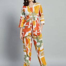 ROSEMELON Women Printed Top with Trousers-image-36
