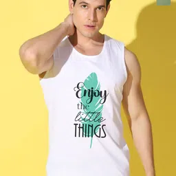 WOOSTRO Pack Of 2 Printed Cotton Gym Vests VWS26(ENJOY WHITE)(MORE LGTGREEN)-58