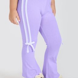 Hopscotch Girls Purple Cotton Bow Tie Details Ankle Length Legging-picture-5