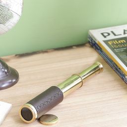 Home Sparkle Gold-Toned & Brown Brass Telescope Showpiece-38