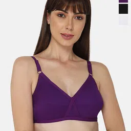 NAIDU HALL Pack Of 3 Full Coverage Super Support Cotton Everyday Bras-image-38