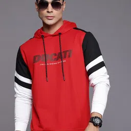 Ducati Printed Hooded Sweatshirt with Contrast Sleeves-picture-25