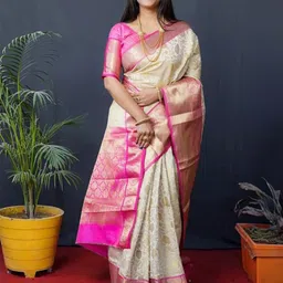 DIVASTRI Woven Design Zari Silk Blend Kanjeevaram Saree-42