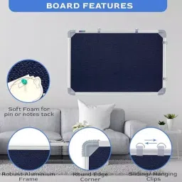 EDUWAY 91x61 cm (3x2 ft) Blue Notice Board with 20 Push-Up Pins Combo ‎Rectangular image 4