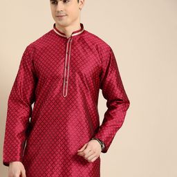 Anouk Men Floral Embroidered Jacquard Kurta-picture-24