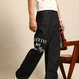 Mast & Harbour Men Pure Cotton Wide Leg Printed Jeans-picture-11