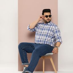 Sztori Plus Size Pure Cotton Checked Casual Shirt-image-82