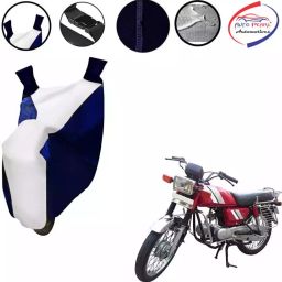 Auto Pearl Waterproof Two Wheeler Cover For Hero SS (White & Blue)-image-88