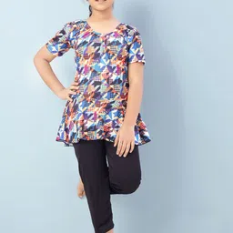 BAESD Girls Printed Swim Suit With Attached Tights-image-40