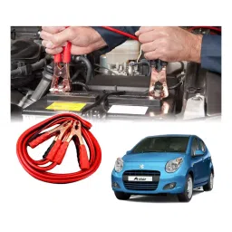 Auto Pearl 2.29 m (7.5 Ft) 500 A Heavy Duty Booster Anti Tangle Battery Jumper Cable for Maruti Suzuki A-star (Pack of 2)-91
