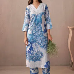 Indo Era Women Floral Printed Regular Kurta with Trousers-51
