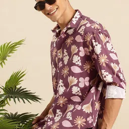Mast & Harbour Pure Cotton Smart Relaxed Fit Floral Printed Casual Shirt-image-98