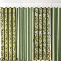 Galaxy Home Decor Green 4 Pieces Floral Long Door Curtain-image-10