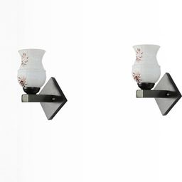 1ST TIME White & Black 2 Pieces Printed Glass Cylinder Shaped Wall Lamp-picture-33