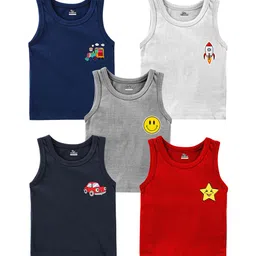 KidBee Kids-Unisex Pack Of 5 Cartoon Printed Basic Vests-picture-29
