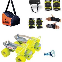 JJ Jonex Gold Adjustable Roller Skating Kit With Helmet Medium - Black Multicolour-11