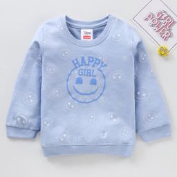 Babyhug Cotton Knit Full Sleeves printed Sweatshirt with EMOJI Graphics- Blue-image-47