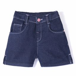 Babyhug Cotton Poly Washed Denim Shorts With Stretch - Dark Blue-image-19