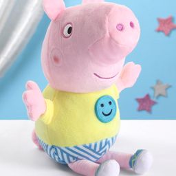Peppa Pig George Blue Smiley Plush Soft Toy Yellow - Height 30 cm-15