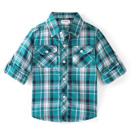 Babyhug 100% Cotton Woven Full Sleeve Shirt Checkered - Blue & Green-image-24