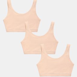 Sillysally Pack of 3 Sleeveless Solid  Non Padded & Non Wired Active Bras - Skin-picture-5