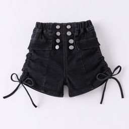 Kookie Kids Denim Shorts With Bow Detailing - Black-image-29
