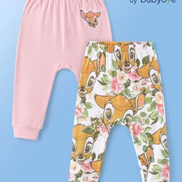 Babyoye Disney Ineterlock Full Length Diaper Leggings With Bambi Graphics Pack of 2 - Multicolour-image-108