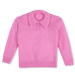 Windrop Solutions Full Sleeves Solid Crocheted Sweater - Pink-picture-3