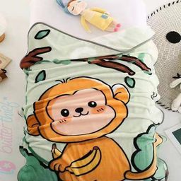 Butterthief Monkey Printed Soft Flannel All Seasons Baby Blanket for Kids & Toddlers - Color May Vary-image-61