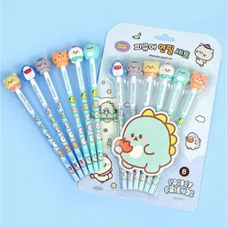 Comercio 3D Animal Topper 6pcs Cartoon Pencil Set with Cute Animal Erasers on Top - Blue-picture-11